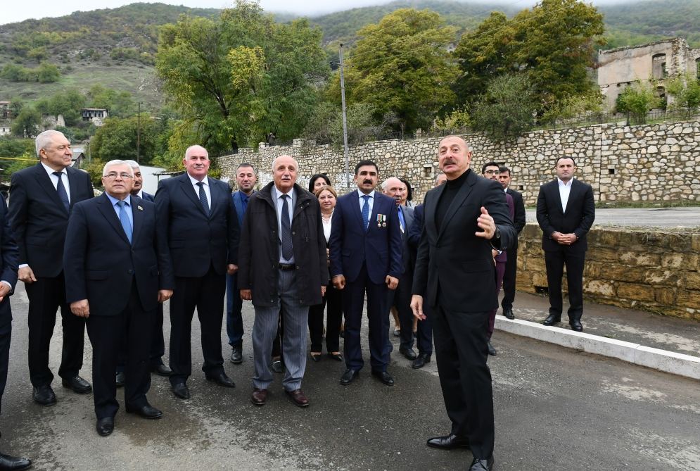 President Ilham Aliyev visits Hadrut settlement and Tugh village of Khojavand district