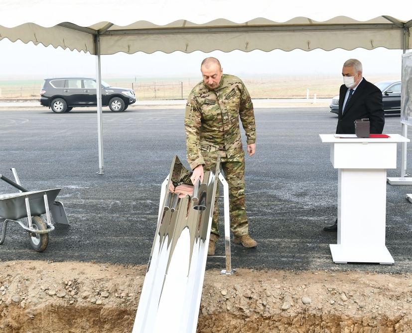 Президент Ильхам Алиев заложил фундамент железнодорожной линии Горадиз-Агбенд в Физули