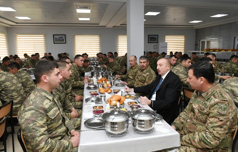 President Ilham Aliyev viewed newly-built military unit in Beylagan district 