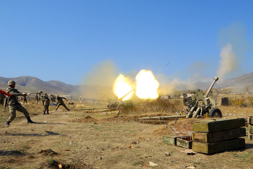 Azerbaijan Army inflicting strikes at firing points of Armenian armed forces