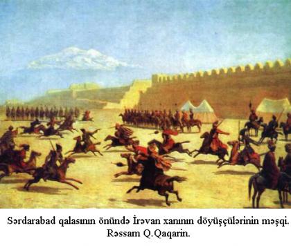 Serdarabad kalesinin önünde Erivan Hanı’‘nın savaşçılarının çalışmaları