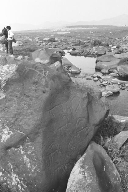 Rock carvings on Dalidagh Mount  slope. The Bronze Age, IV-II millennium BC. Kelbajar region