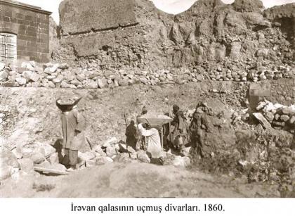 Erivan kalesinin uçmuş duvarı. 1860