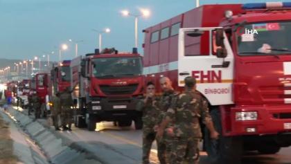 Son dakika haber | Azerbaycan'ın Türkiye'ye destek için gönderdiği 220 kişilik ekip ve 53 itfaiye aracı yola çıktı