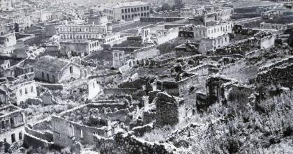 The city of Shusha burnt by Armenians in 1918
