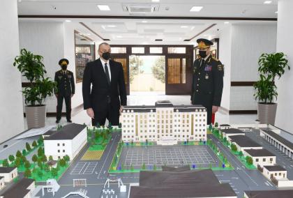 President Ilham Aliyev attends opening of Internal Troops` newly-built military unit
