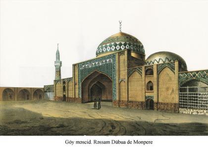 La Mosquée bleue à Irevan. Peintre: Dubois de Montperreux