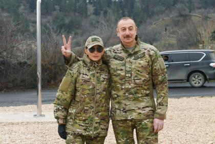 The victorious Supreme Commander-in-Chief Ilham Aliyev and First Lady Mehriban Aliyeva in Zengilan region - 23.12.2020