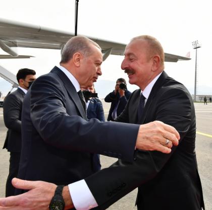 President of Turkiye Recep Tayyip Erdogan arrived in Azerbaijan for official visit First official welcome ceremony at Zangilan International Airport